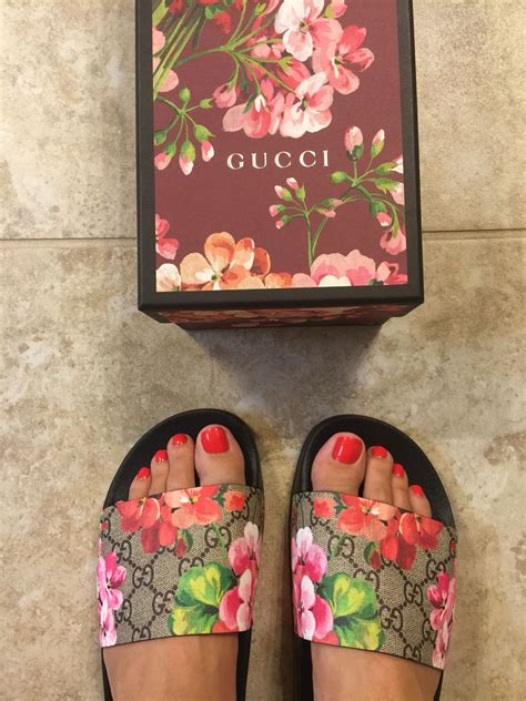 gucci flower slides fake|gucci floral slides women.